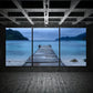 3pcs Old Wooden Dock Leading To The Blue Ocean Metal Print Ready to Hang Art