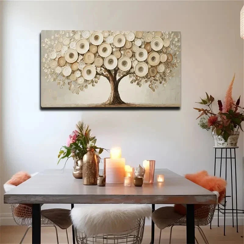 Leaf Collage Tree Design Wall Art Canvas Office Home Room Framed 80x45cm