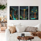 3pcs Neon Night Waterfall Mysterious Metal Print Ready to Hang Art