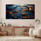 Blue & Golden Textured Patterns Wall Art Canvas Office Home Room Framed 80x45cm