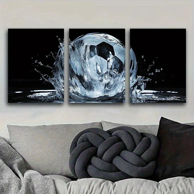3pcs Waterproof Ball On Water Metal Print Ready to Hang Art