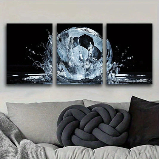 3pcs Waterproof Ball On Water Metal Print Ready to Hang Art