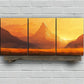 3pcs Xuefeng Mountain Sunset Triptych Metal Print Ready to Hang Art
