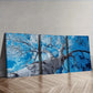 3pcs Vibrant Blue Poplar Tree with Sunlit Leaves Wall Art Set Canvas Framed 40x60cm - High Quality Print 100% Australian Made Wall Canvas Ready to Hang