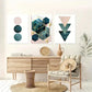 3pcs Teal Shapes Abstract Design Metal Print Ready to Hang Art