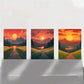 3pcs Rural Sunset Green Grasses Mountain Metal Print Ready to Hang Art