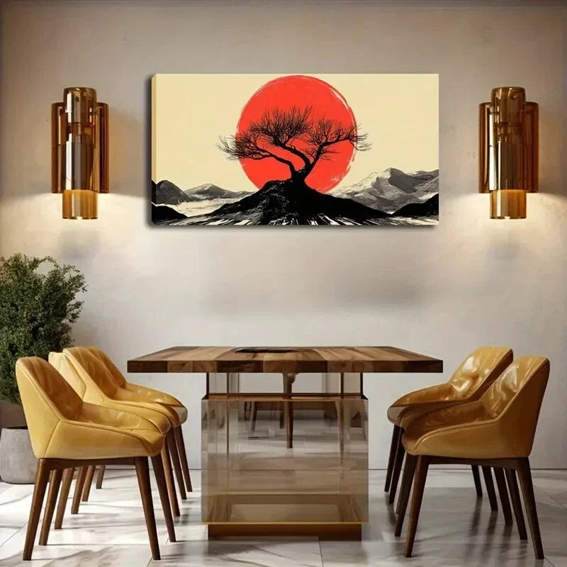 Black Branches Under Vibrant Wall Art Canvas Office Home Room Framed 120x60cm