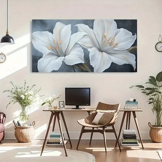Delicate Stamen Details & Curve Wall Art Canvas Office Home Room Framed 120x60cm