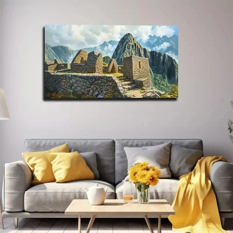 Mayan Civilization Ruins Wall Art Canvas Office Home Room Framed 80x45cm