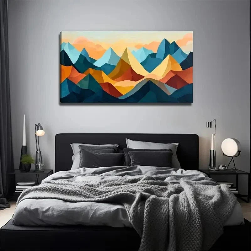 Abstract Mountain Decorative Wall Art Canvas Office Home Room Framed 80x45cm