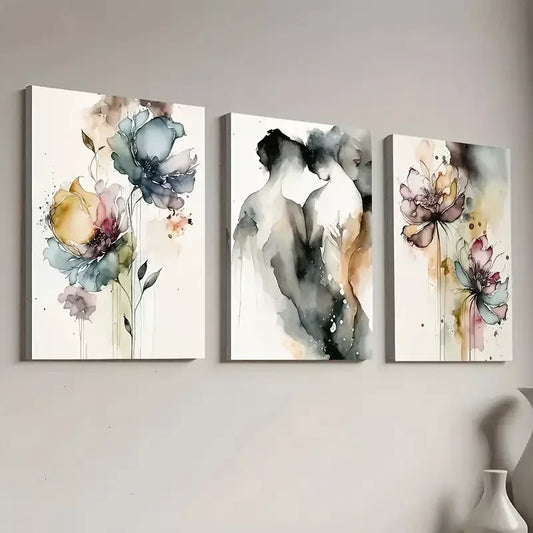 3pcs Modern Love Embraces Abstract Figure Wall Art Set Canvas Framed 40x60cm - High Quality Print 100% Australian Made Wall Canvas Ready to Hang