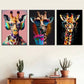 3pcs stylish giraffe - animal paintings graffiti  Wall Art Set Canvas Framed 40x60cm - High Quality Print 100% Australian Made Wall Canvas Ready to Hang