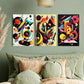 3pcs Kandinsky Style Abstract Shapes Metal Print Ready to Hang Art