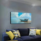 Tranquil Beach Scene With Blue Wall Art canvas office home room framed 120x60cm