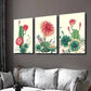 3pcs Cactus with Red Flowers Painting Wall Art Set Canvas Framed 40x60cm - High Quality Print 100% Australian Made Wall Canvas Ready to Hang