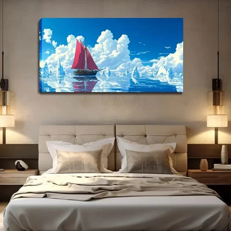 Arctic Iceberg Scene Snowy Peak Wall Art Canvas Office Home Room Framed 120x60cm