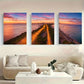 3pcs A Scenic Sunset Over The Ocean Metal Print Ready to Hang Art
