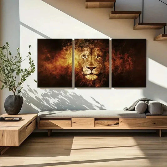 3pcs Vintage Lion Metal Print Ready to Hang Art