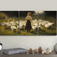 3pcs The girl feeds the animals on the farm Metal Print Ready to Hang Art