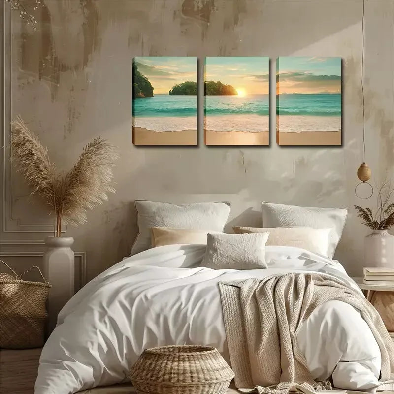 3pcs Stunning Artwork, Romantic, Casual Beach Wall Art Set Canvas Framed 40x60cm - High Quality Print 100% Australian Made Wall Canvas Ready to Hang