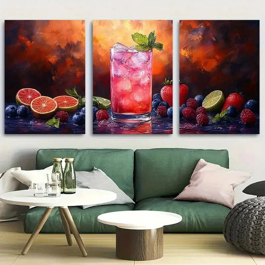 3pcs Moscow Mule Beverage Cocktail Design Metal Print Ready to Hang Art