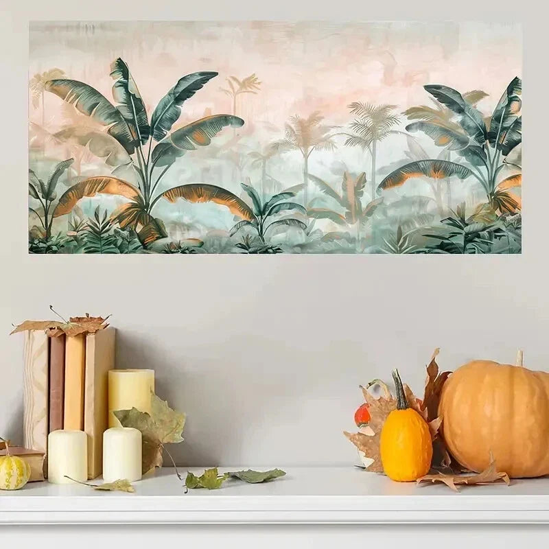 Banana Jungle Tropical Leaf Wall Art Canvas Office Home Room Framed 80x45cm