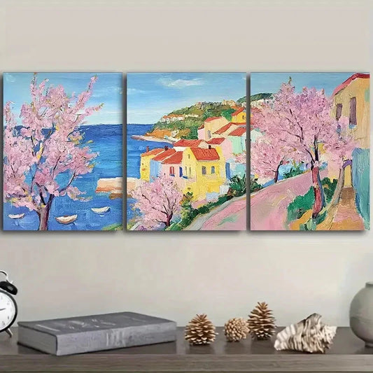 3pcs he cherry blossoms open Metal Print Ready to Hang Art