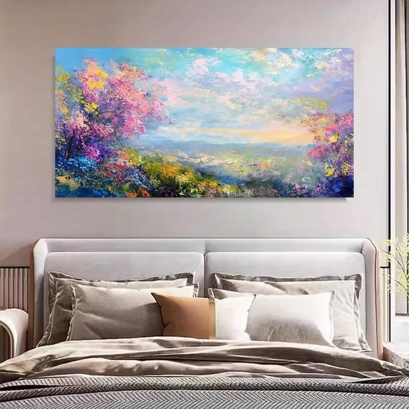 Impressionist Colorful Forest Wall Art Canvas Office Home Room Framed 120x60cm