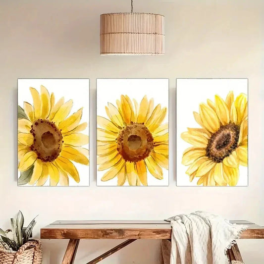 3pcs Sunflower Poster Botanical Art Posters Metal Print Ready to Hang Art