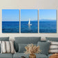 3pcs Sailing boat in the blue sea, Metal Print Ready to Hang Art