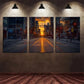 3pcs Symmetrical City Streets with Train Tracks Metal Print Ready to Hang Art