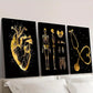 3pcs Golden Decorative Paintings with Stethoscope Wall Art Set Canvas Framed 40x60cm - High Quality Print 100% Australian Made Wall Canvas Ready to Hang