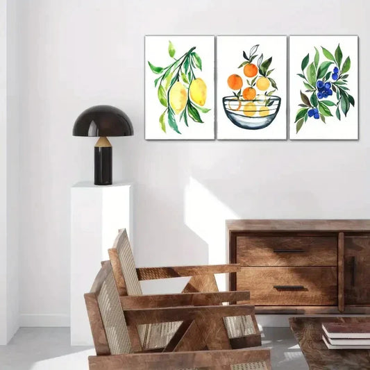 3pcs Fruit Art Decoration Poster Delicious Fruit Metal Print Ready to Hang Art