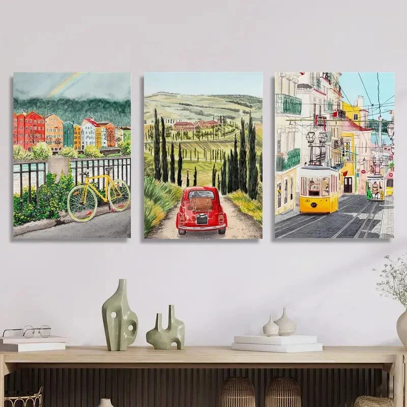 3pcs Austrian Murals, Innsbruck City Scenery Metal Print Ready to Hang Art Metal Print Ready to Hang Art