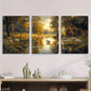 3pcs Serene Sheep and Tree River Metal Print Ready to Hang Art