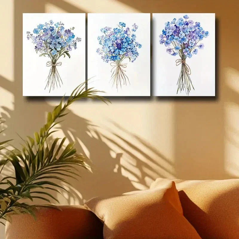 3pcs Featuring a Sophisticated Bouquet Design Metal Print Ready to Hang Art