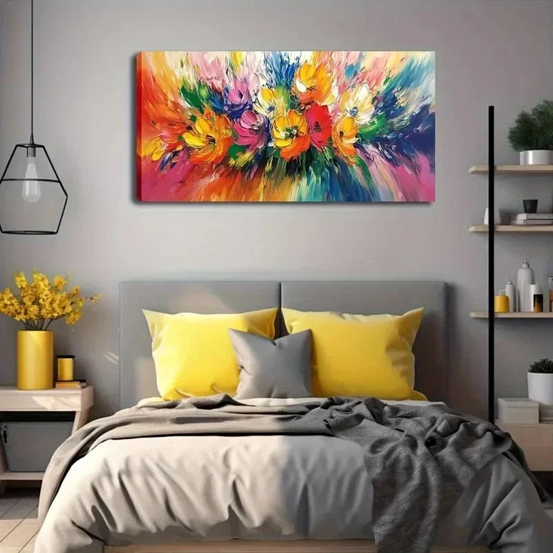 Exaggerated Strokes Floral Wall Art Canvas Office Home Room Framed 120x60cm