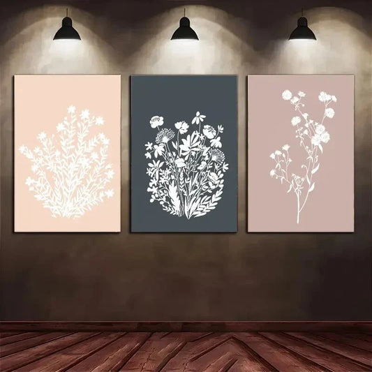 3pcs Posters Floral Poster Abstract Art Metal Print Ready to Hang Art