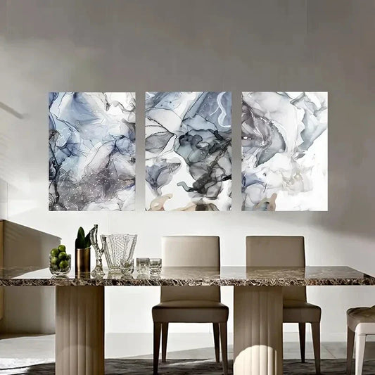 3pcs Abstract Deco Style Metal Print Ready to Hang Art