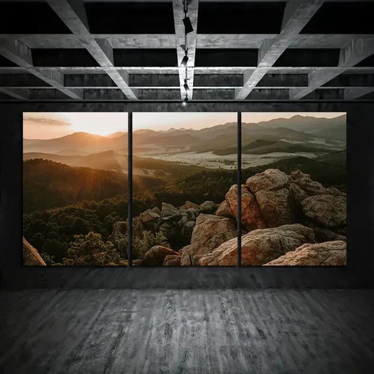 3pcs Mountain Forest Nature Sunrise Metal Print Ready to Hang Art