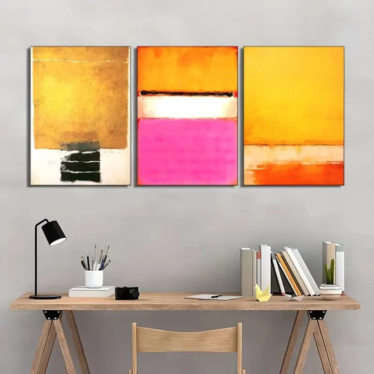 3pcs Modern Abstract Geometric Colorful Metal Print Ready to Hang Art