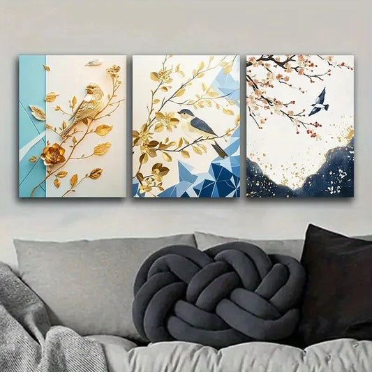 3pcs The plum chart, Art Painting Metal Print Ready to Hang Art