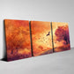3pcs Vibrant Autumn Path, Trees & Bats Scene Wall Art Set Canvas Framed 40x60cm - High Quality Print 100% Australian Made Wall Canvas Ready to Hang