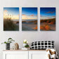 3pcs Sunset Beach Grass Coastal Landscape Metal Print Ready to Hang Art