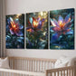 3pcs Vibrant Luminous Glowing Petals Flower Wall Art Set Canvas Framed 40x60cm - High Quality Print 100% Australian Made Wall Canvas Ready to Hang
