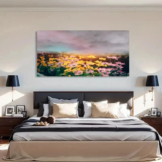 Asian Style Floral Vintage Wall Art Canvas Office Home Room Framed 80x45cm