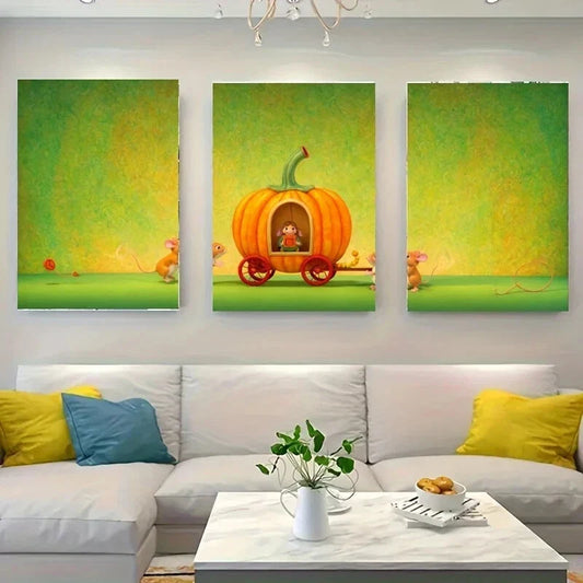 3pcs A Charming Scene With a Little Boy Metal Print Ready to Hang Art