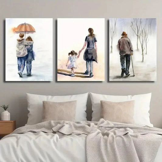 3pcs Couple Love Mother and Daughter Old People Metal Print Ready to Hang Art