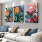 3pcs Australian Native Flora Abstract Art Canvas Framed 40x60cm - High Quality Print 100% Australian Made Wall Canvas Ready to Hang