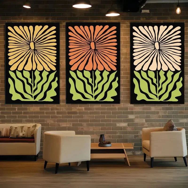3pcs Floral Art Abstract Poster Artwork Metal Print Ready to Hang Art